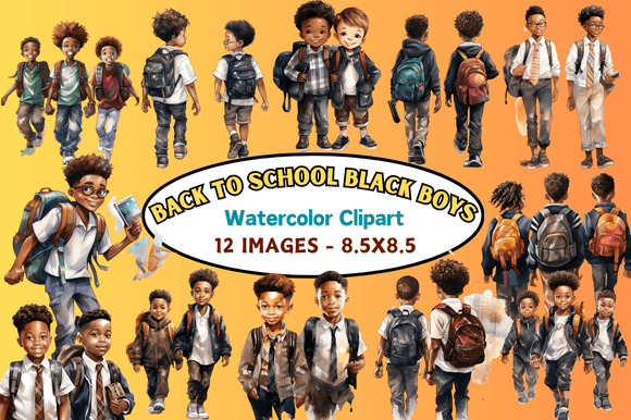 Back to School Black Boys Watercolor Cli: Creative Fuel for Educators, Makers, and Small Business Owners