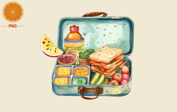 Back to School Tiffin Box Watercolor: High-Resolution Digital Designs for Creative Educators and Makers