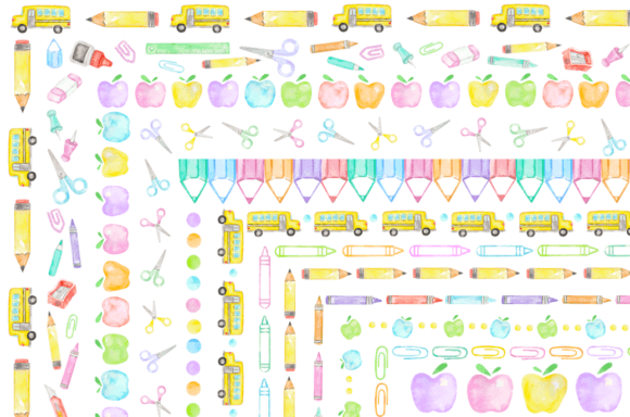 Watercolor Back to School Borders