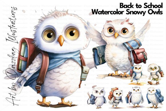 Watercolor Snowy Owls Back to School Clipart: Whimsy, Wisdom, and Classroom Magic